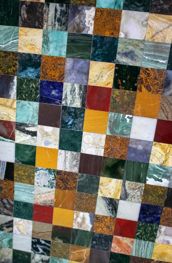 SQUARE GEOMETRIC MOSAIC SEMIPRECIOUS STONES AND MARBLES TABLE TOP - Image 2