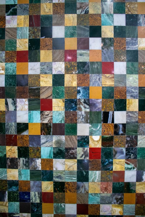 SQUARE GEOMETRIC MOSAIC SEMIPRECIOUS STONES AND MARBLES TABLE TOP - Image 4